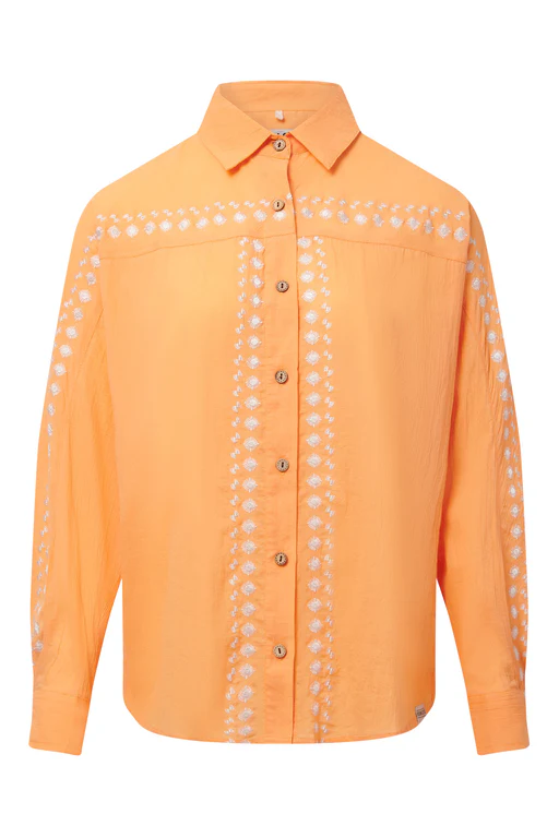 Hanako - Organic Cotton Embroidery Shirt Cantaloupe