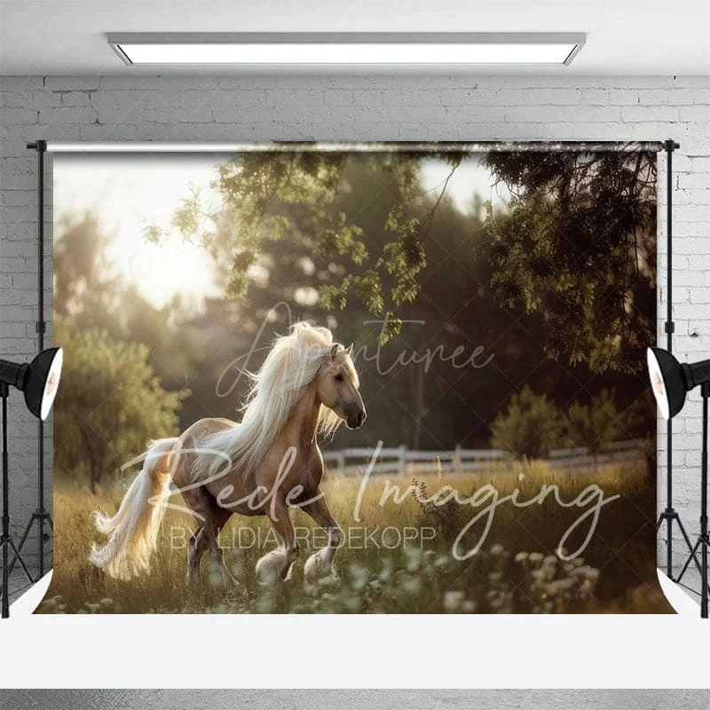 Aperturee Summer Sunlight Grassland Sunny Pony Photo Backdrop - 3x2ft(1mx0.6m)