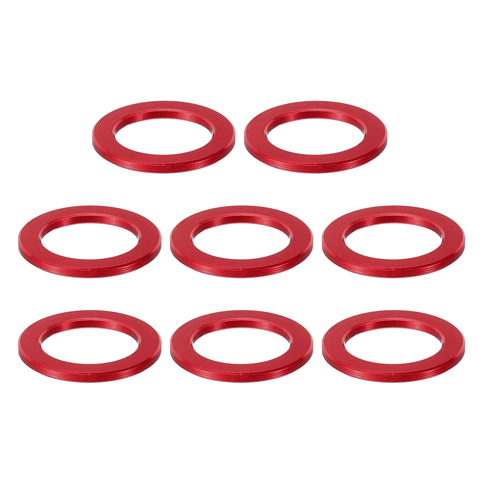 M12 Aluminum Spacer, 8pcs Metal Spacers Aluminum 12.2mm Id X 18mm Od X 1.5mm L Aluminum Spacer Screw Standoff Round For 1/2in Or M12 Screw Bolt, Red