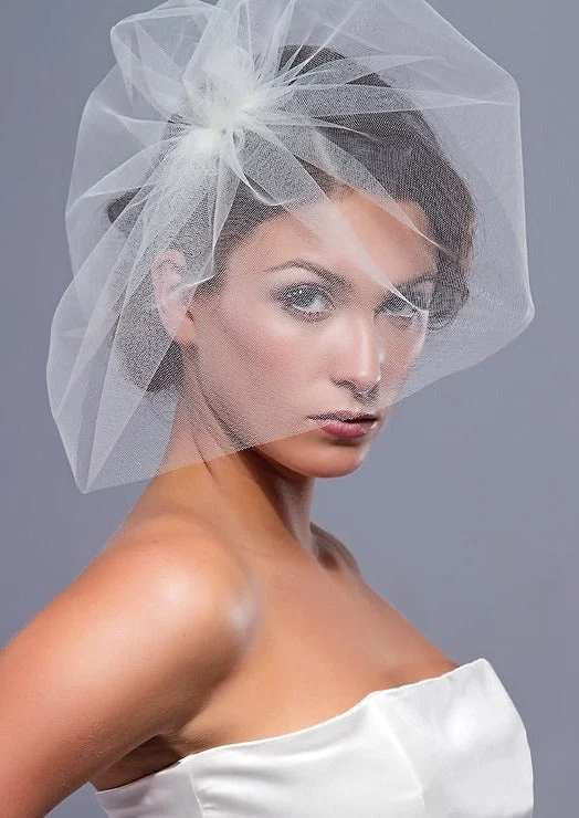 Aubrey Tulle "hat" Cage Veil - Sparkle Light Ivory