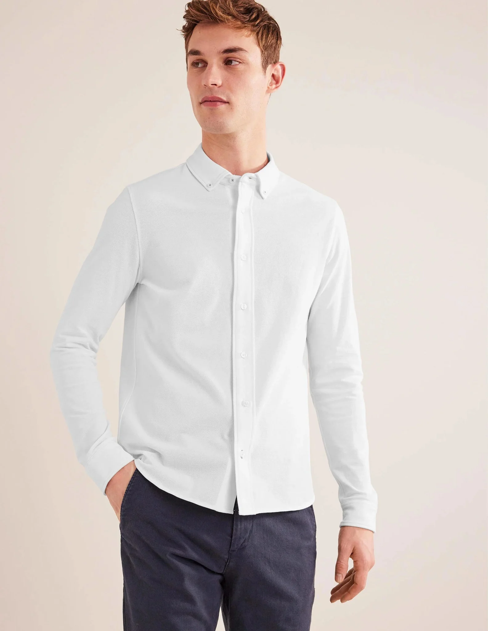 Lightweight Pique Shirt-white