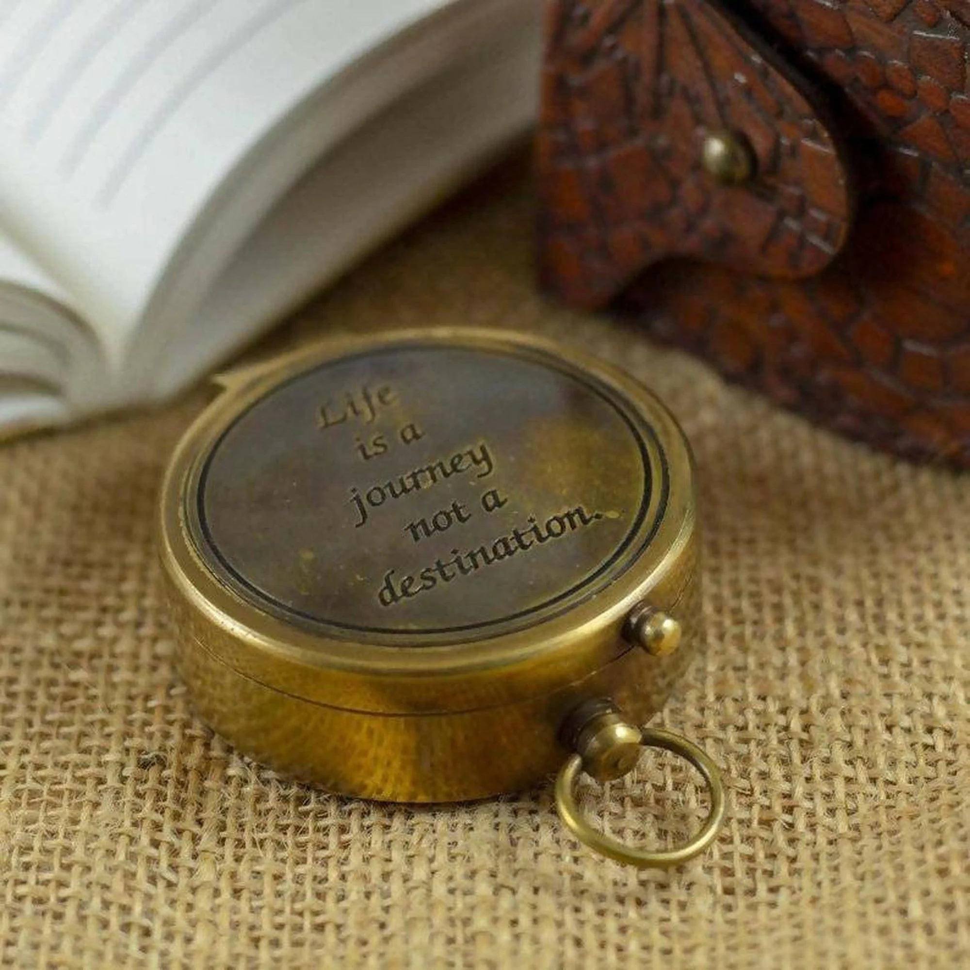 Engraved Compass, Personalized Bronze Compass, Working Compass, Romantic Gift Idea, Anniversary Gift, Birthday Gift, Gift For All Occasions - Inside/with Case