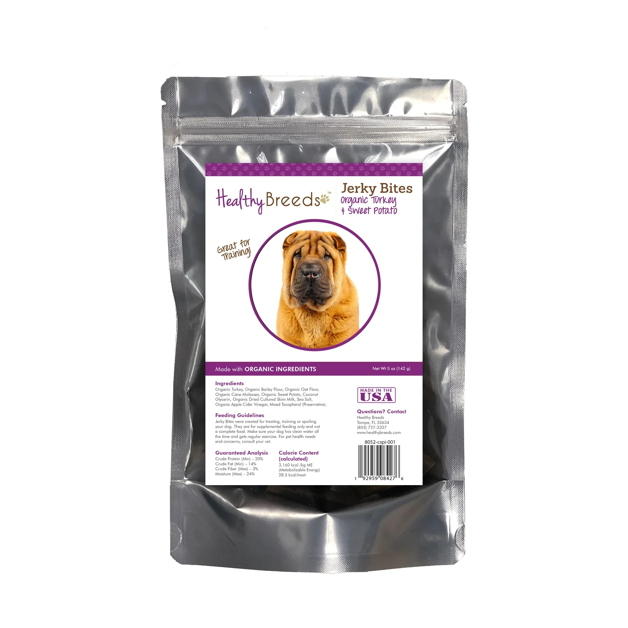 Chinese Shar Pei Jerky Bites Turkey & Sweet Potato Recipe Dog Treats 5 Oz