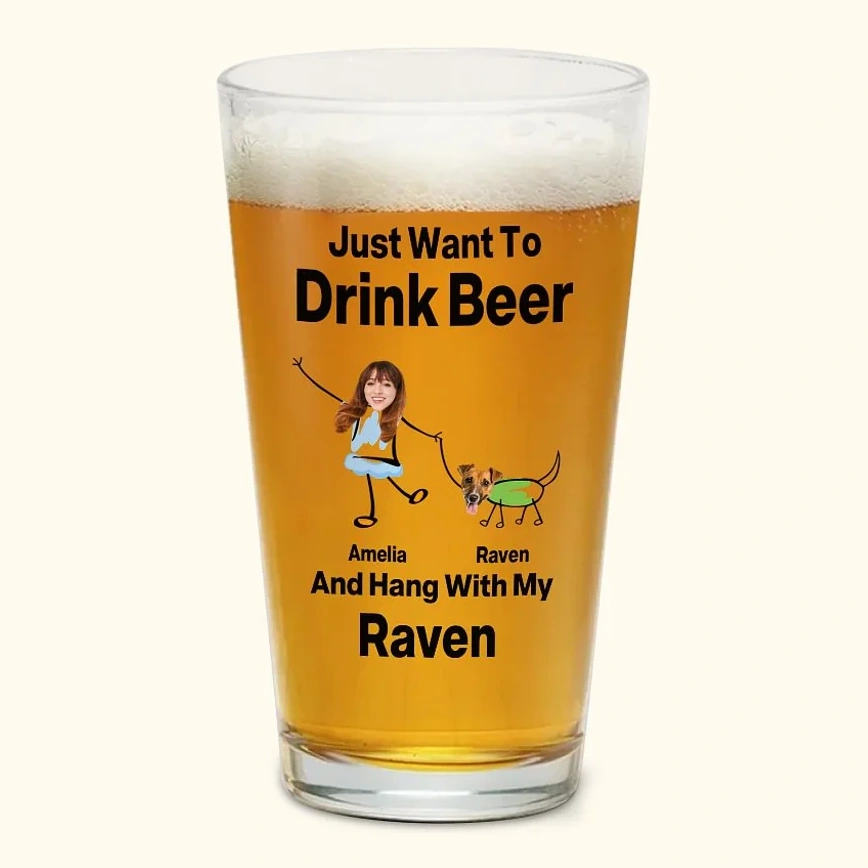 Bicchiere Da Birra Personalizzato Da 16 Oz Con Foto E Nomi Regalo Per La Festa Del Papà Per Gli Amanti Degli Animali Domestici