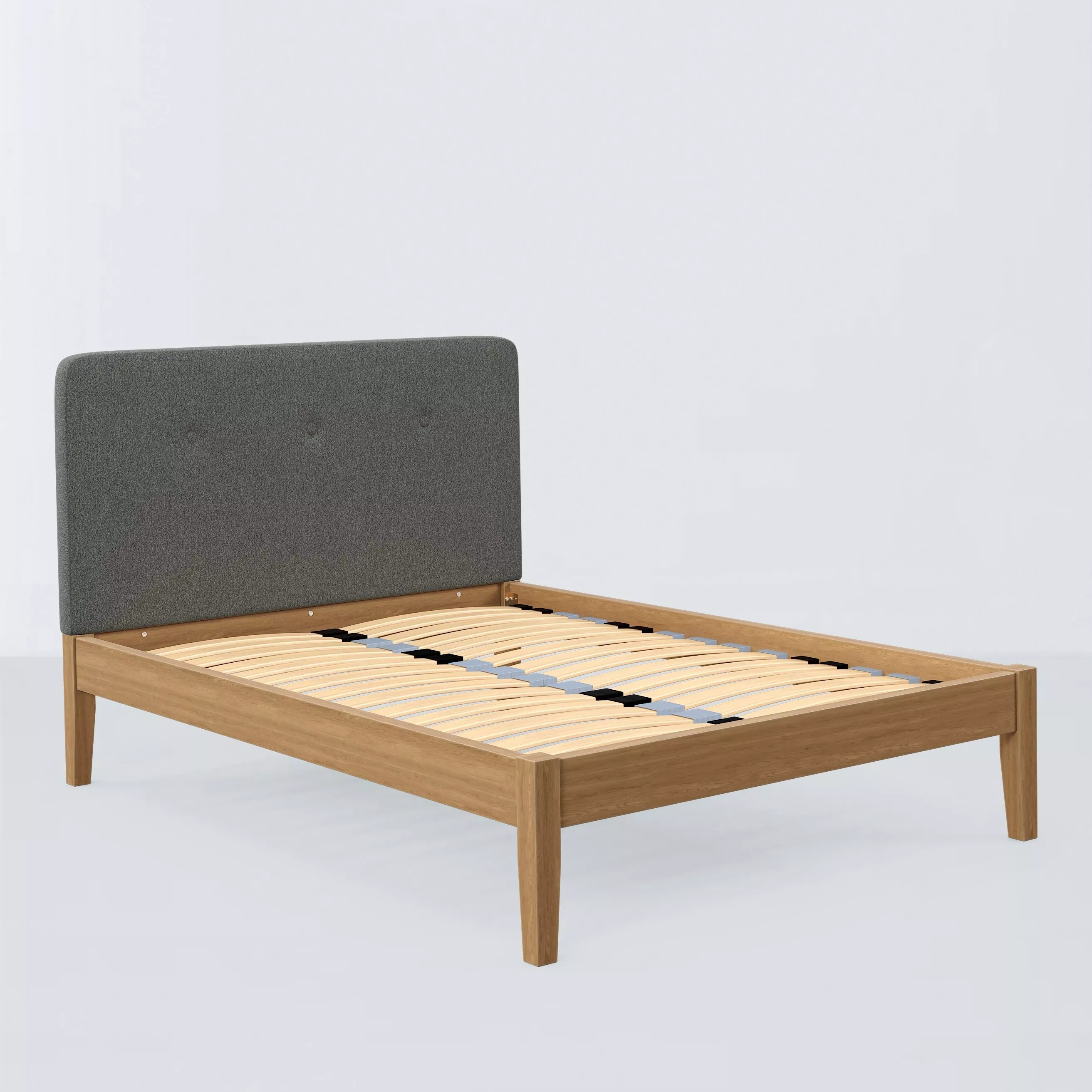 Nancy Kitami Bed Frame Double Brushed Tweed Grey