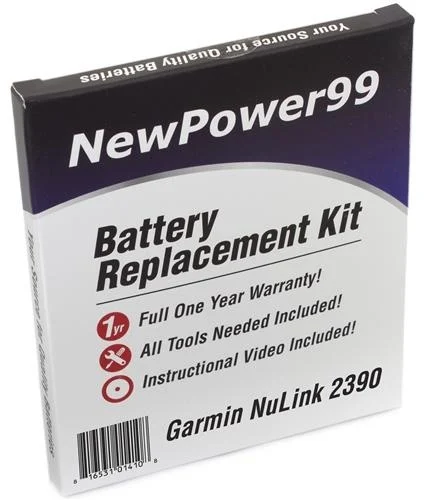 Garmin Nulink 2390 Battery Replacement Kit With Tools, Video Instructions And Extended Life Battery