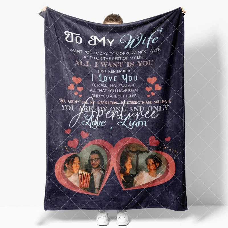 Aperturee Romantic Loving Text Hearts Custom Photo Blanket - 30x40in(76x102cm)