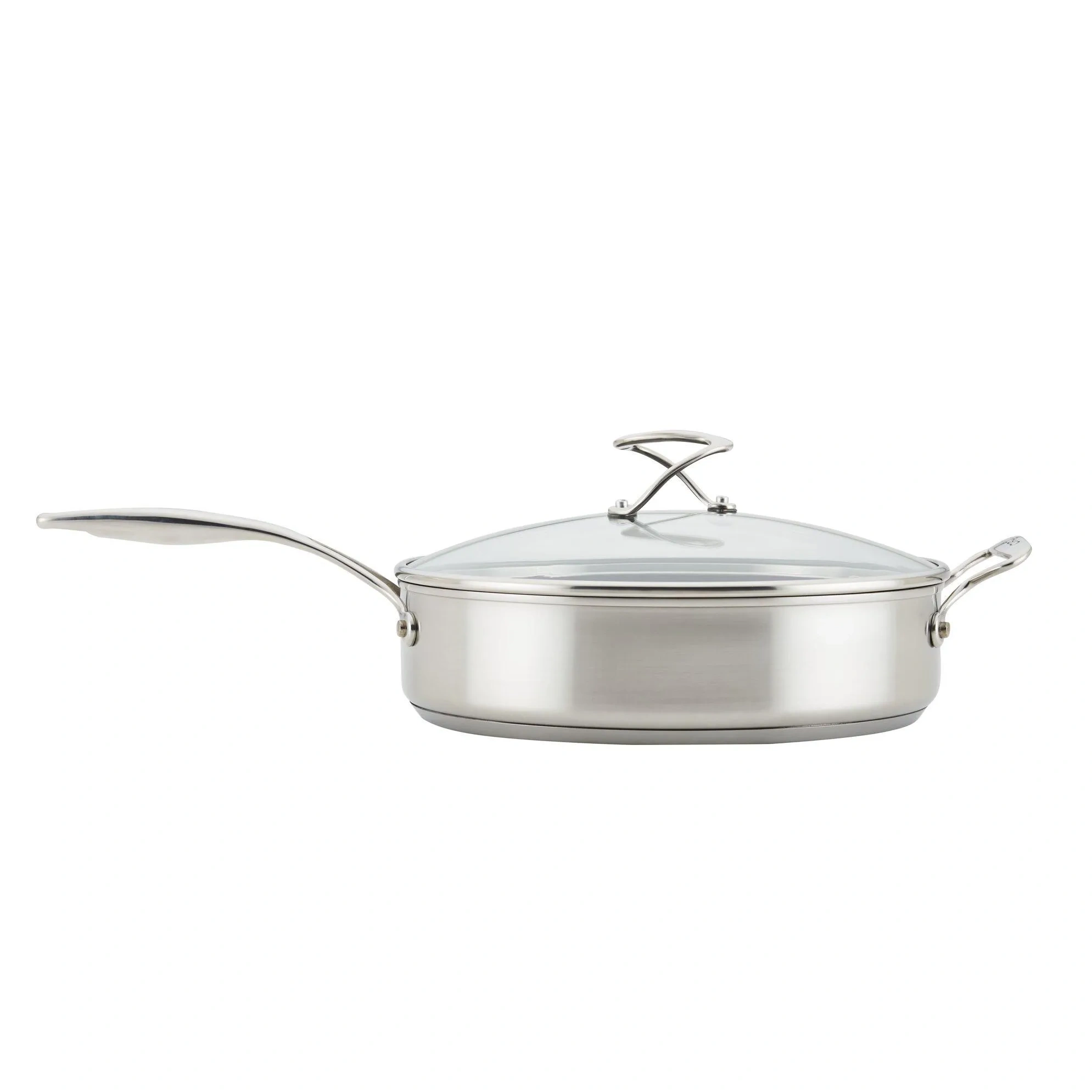 Steelshield Polished Stainless Steel Hybrid Non-stick Sautéuse Pan & Lid - 30cm