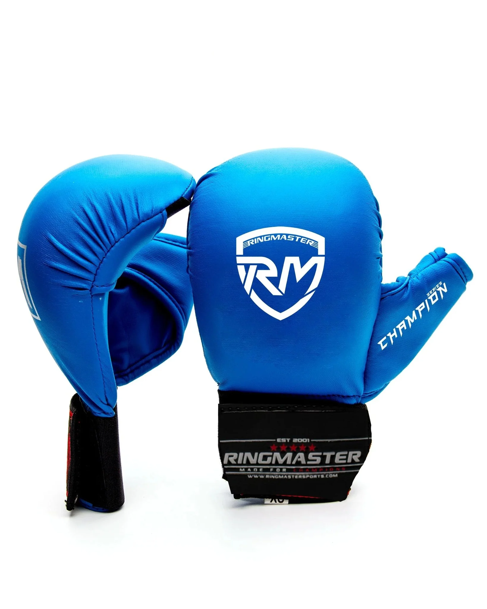Ringmaster Sports Synthetic Leather Wkf Styled Kids Karate Gloves Blue