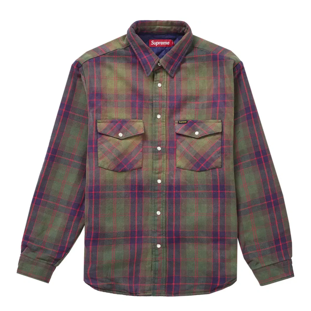 Supreme Quilted Flannel Snap Shirt Green