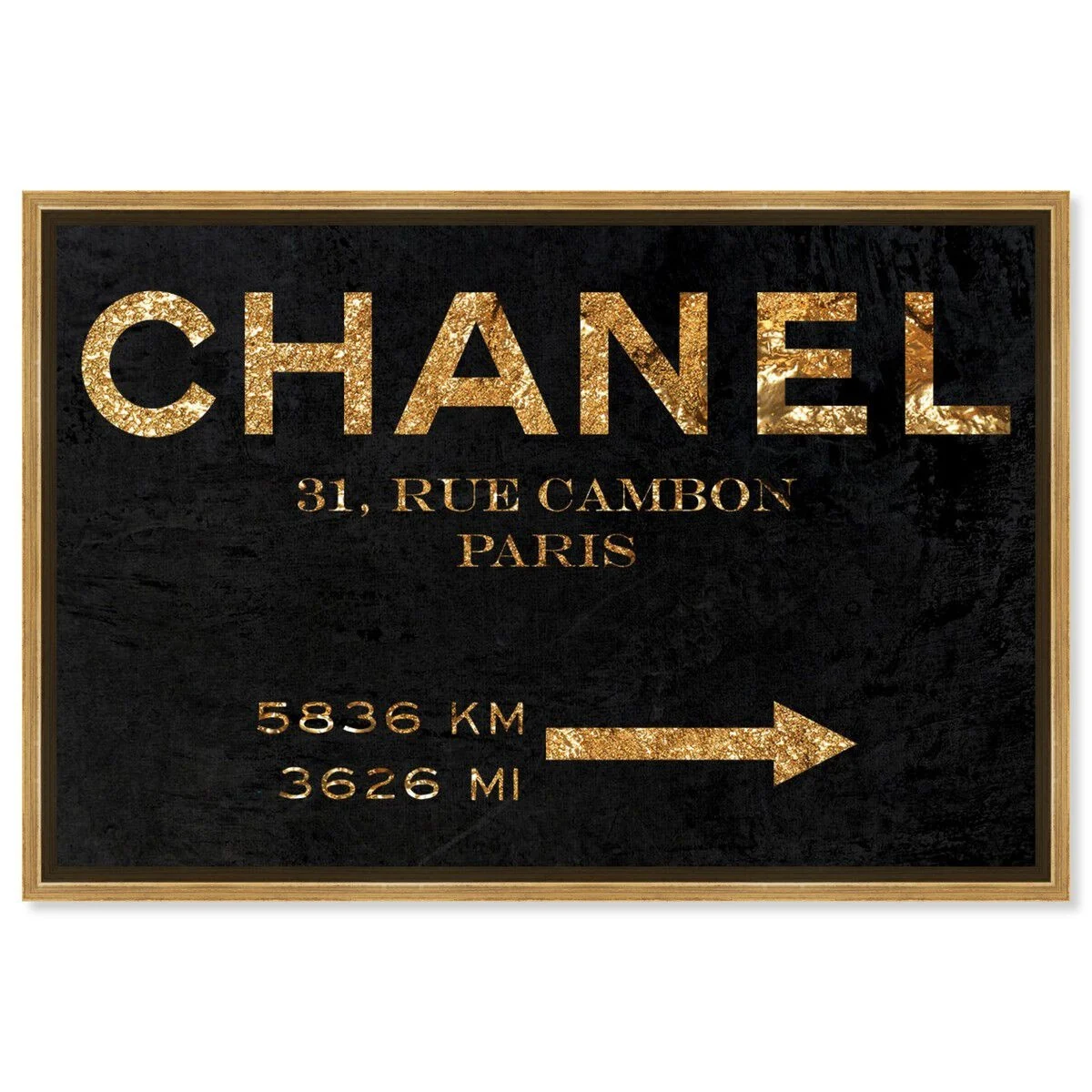Couture Road Sign Night - 30x20/psgld/resin