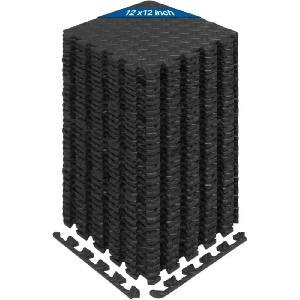 Ritkeep 36 Pcs Black Gym Puzzle Mats, Cover 36 Sqft, 3/8 Inch Thick - Black