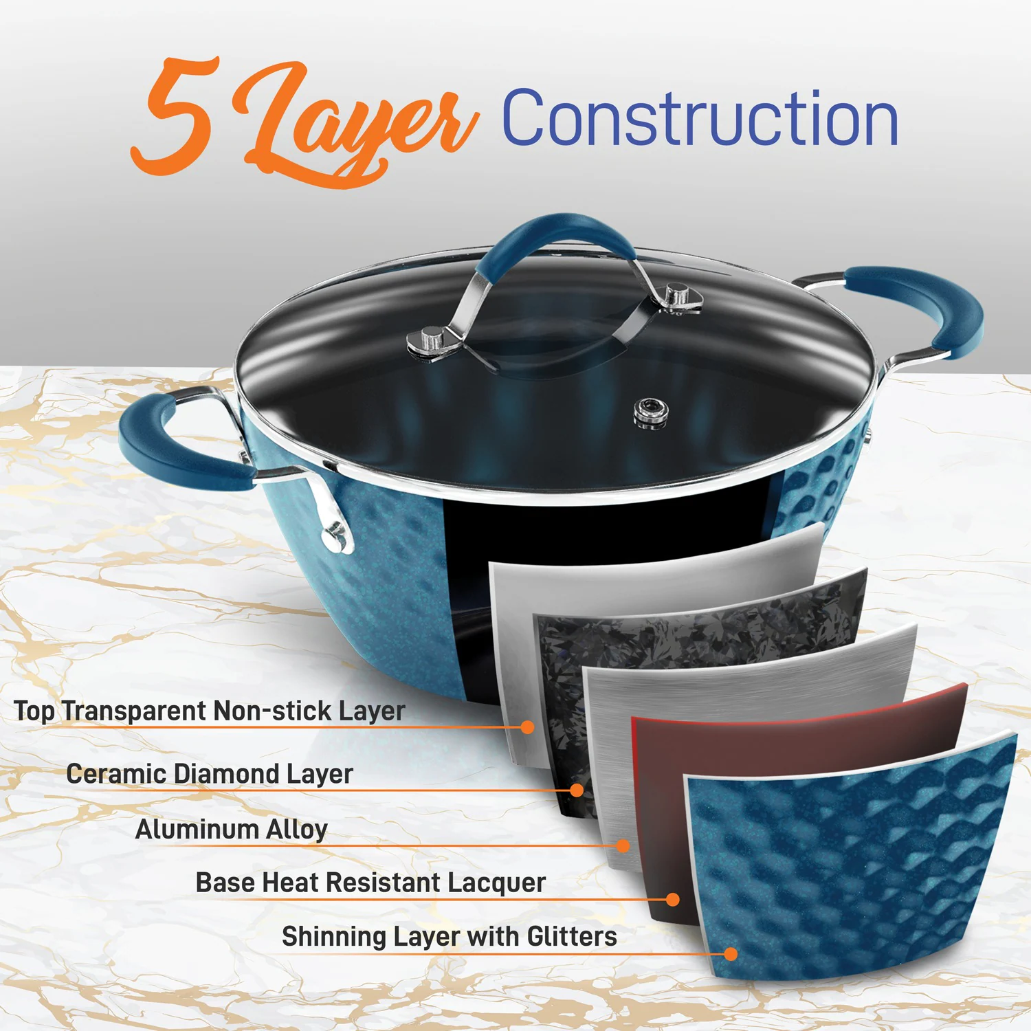 Nutrichef 11-piece 21.75-in Ceramic Cookware Set With Lid Nccw11bd