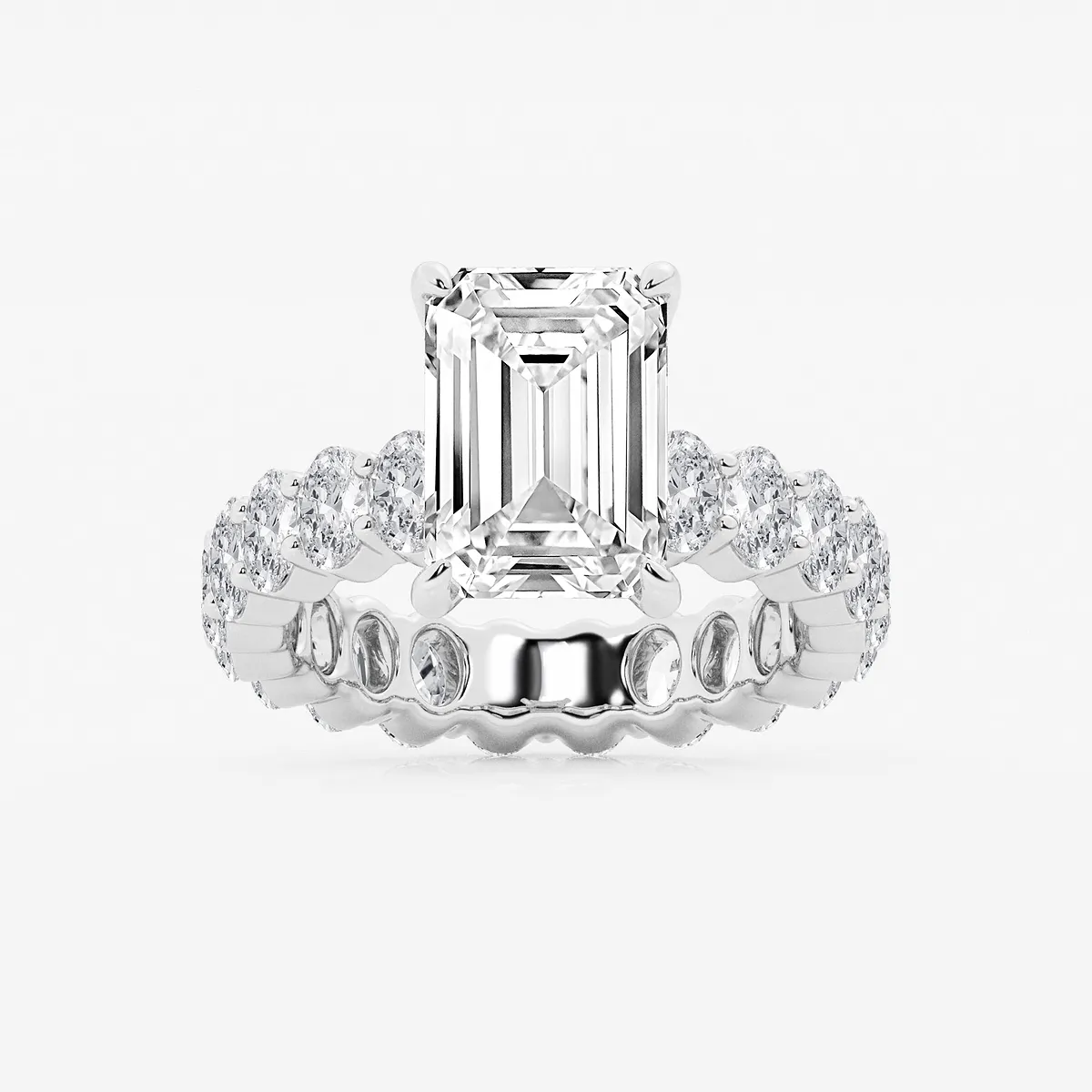 7 1/3 Ctw Emerald Lab Grown Diamond Eternity Engagement Ring 14k White Gold, D, Vvs