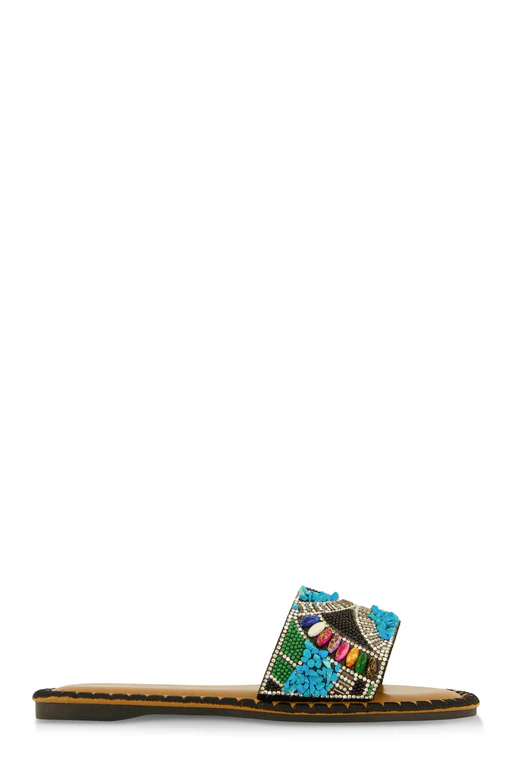 Bohemian Slide Sandals - White/7