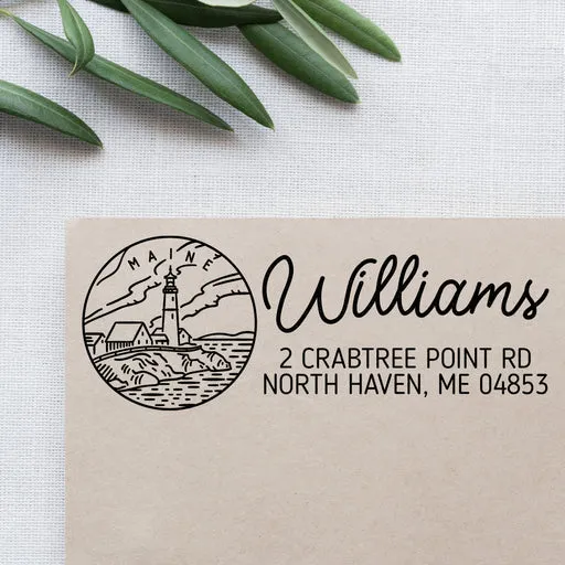Maine Address Stamp - Pre-inked/extra Large/red
