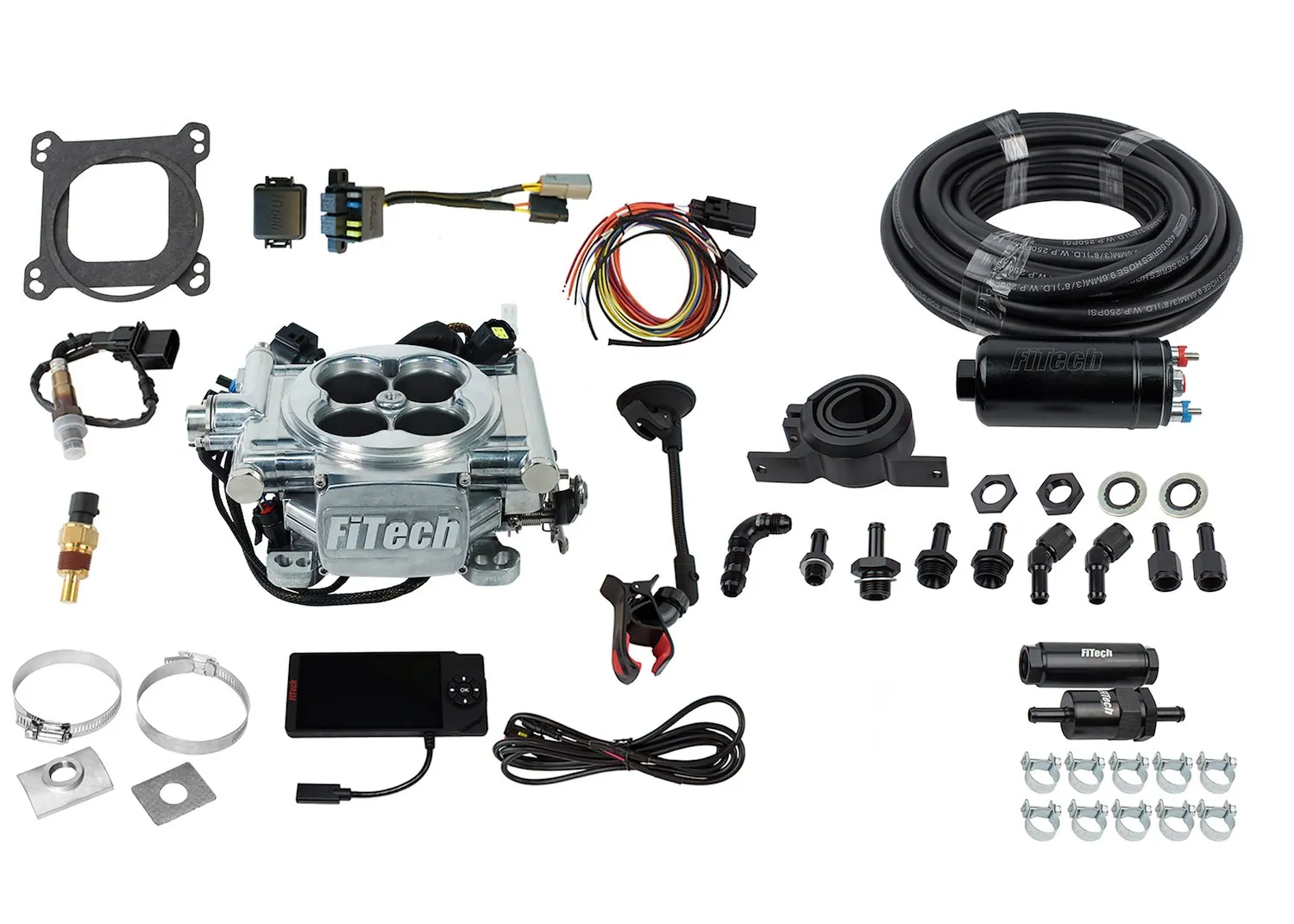 Fitech Fuel Injection 31001 Go Efi 4 600 Hp Bright Aluminum Efi System With Inline Fuel Delivery Master Kit