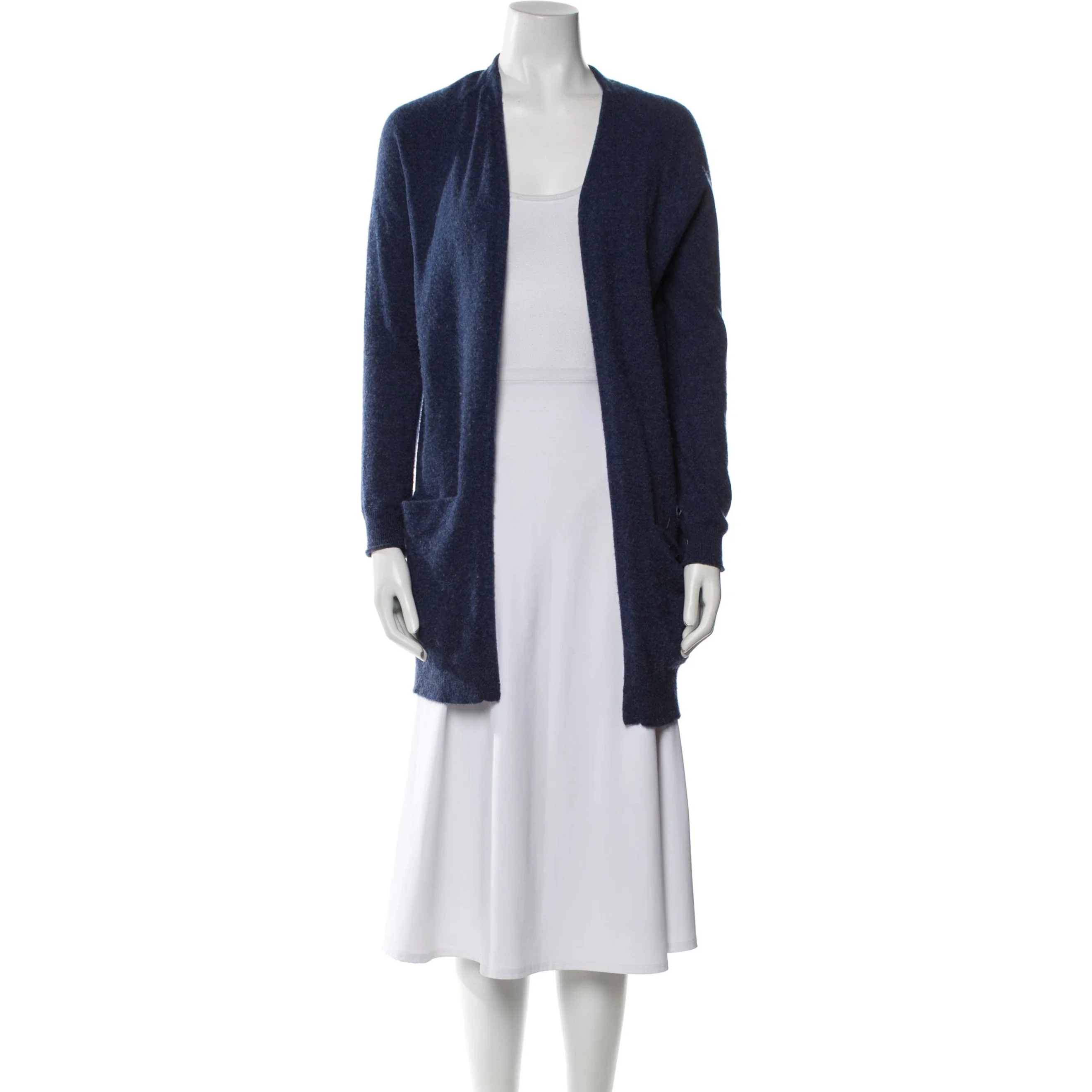 Theory Cashmere Open Front Sweater - Blue Knitwear