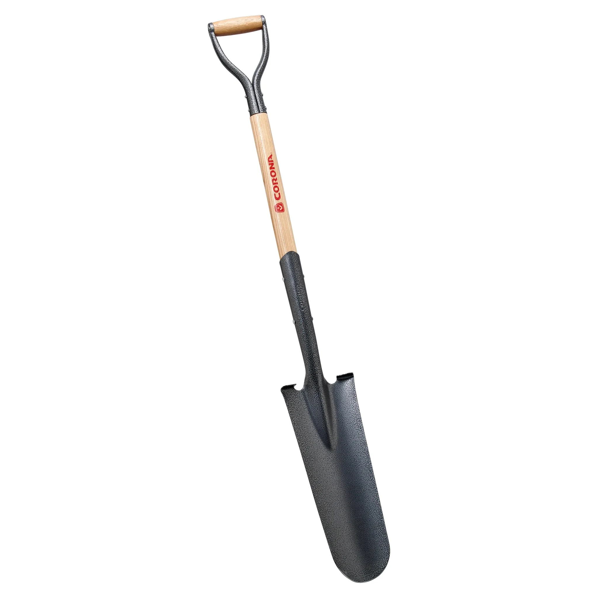 Closed-back Drain Spade Shovel, 14-gauge, 30 In. Wood D-grip Handle