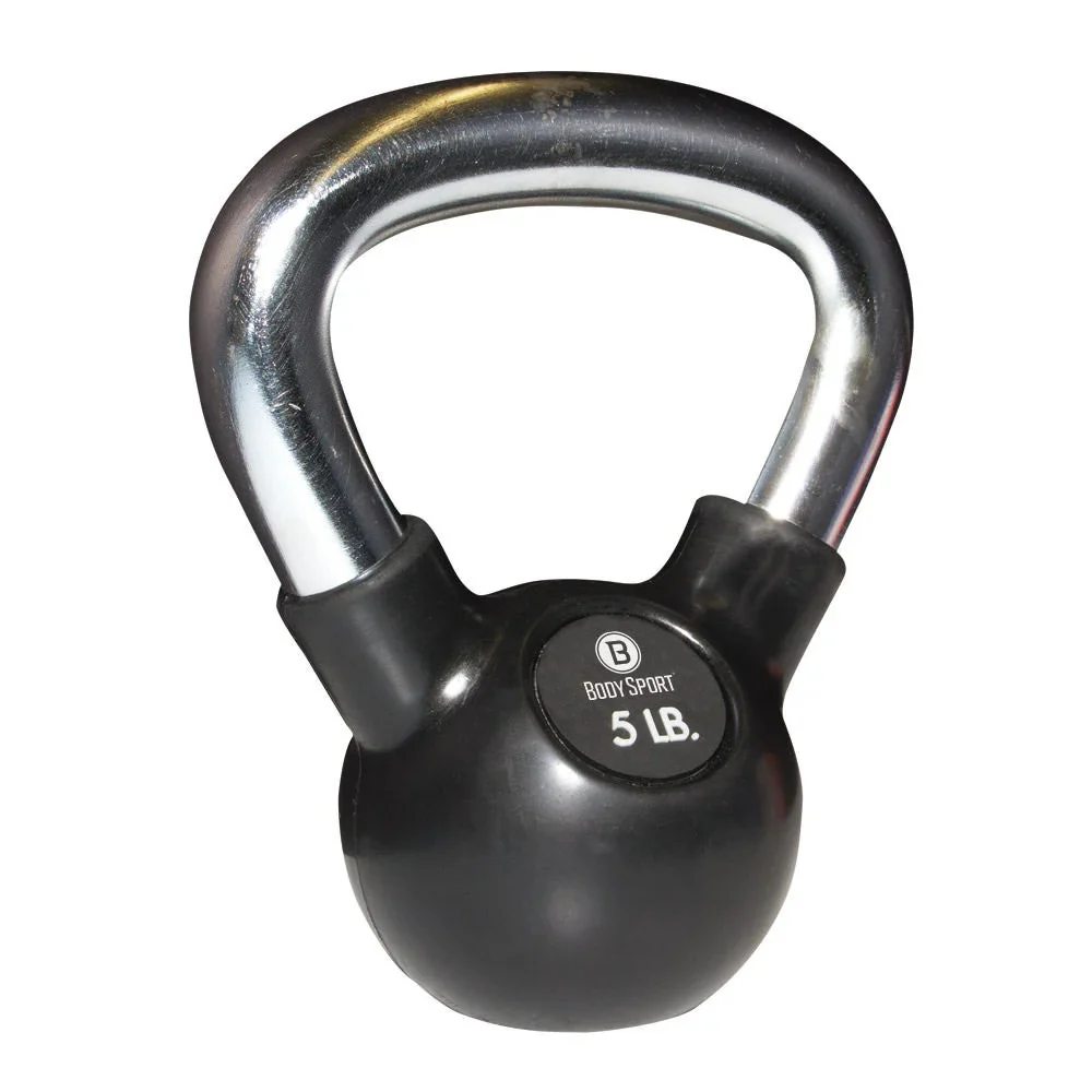 Bodysport® Rubber Chrome Kettlebells For Strength Training