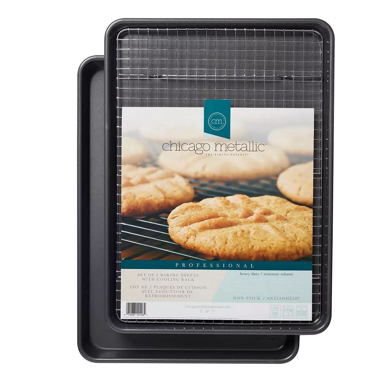 Chicago Metallic Professional Nonstick Cookie Pan Set With Cooling Rack