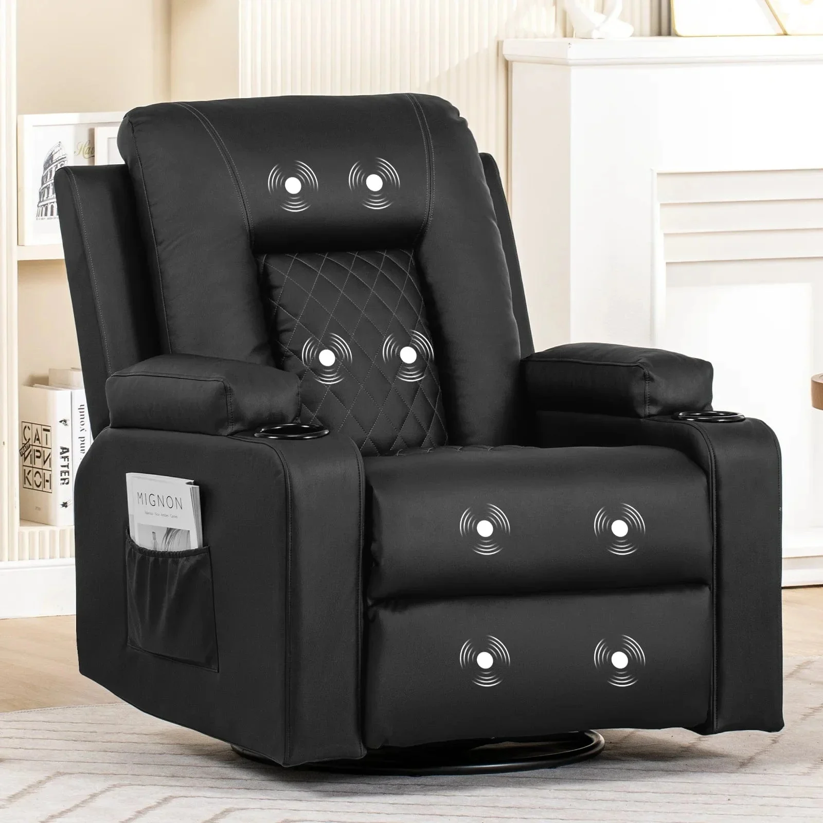 Oversized Recliner Massage Armchair – Swivel Lounge Chair With Massage, Heat & Extended Footrest