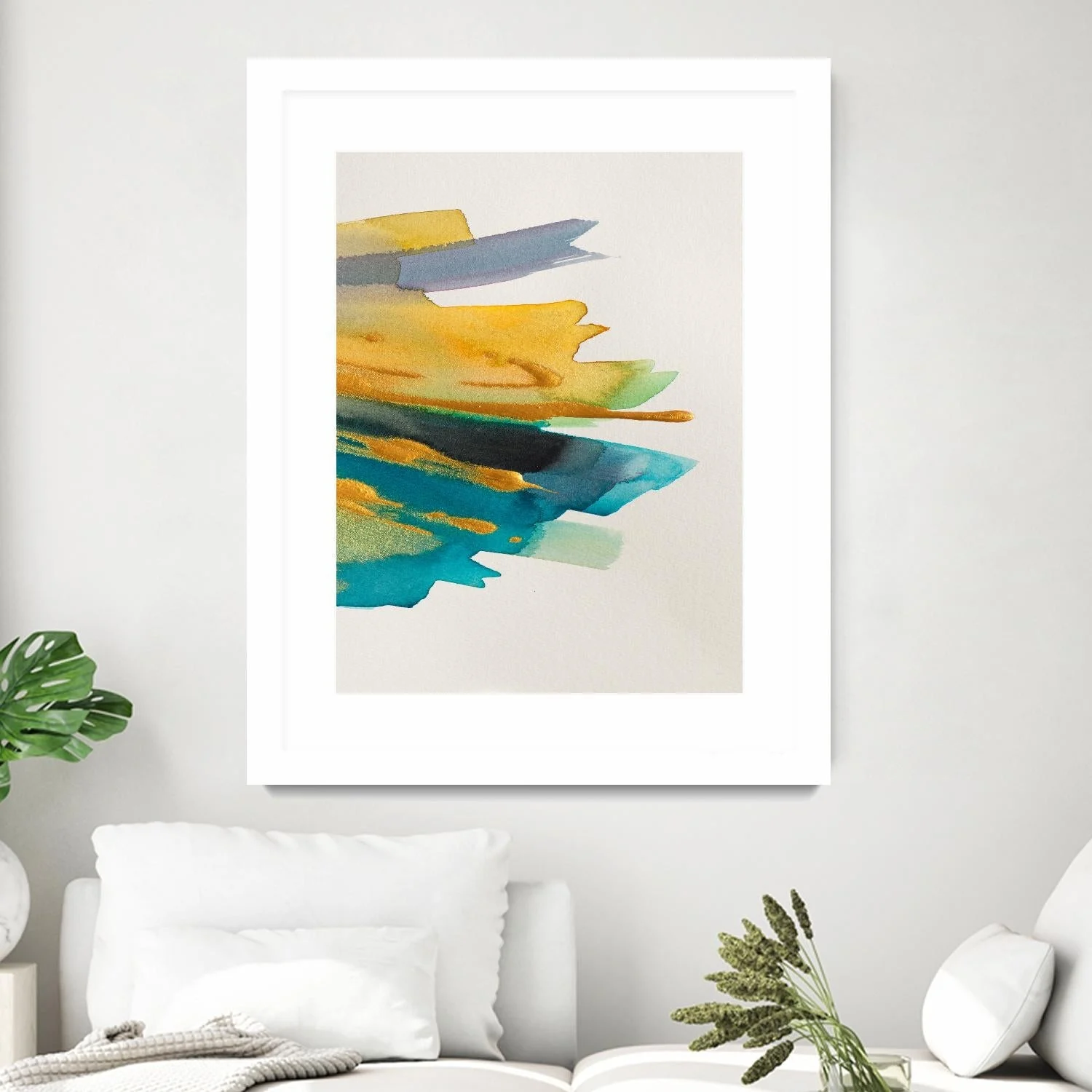 Amber Gold Vertical Ii - Matted And Framed White/20 X 24 Inches