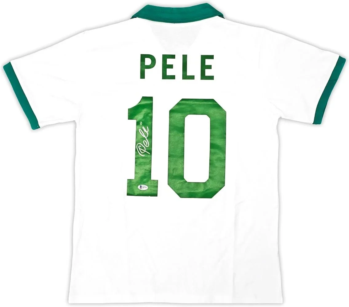 Pele New York Signed White Soccer Jersey Bas