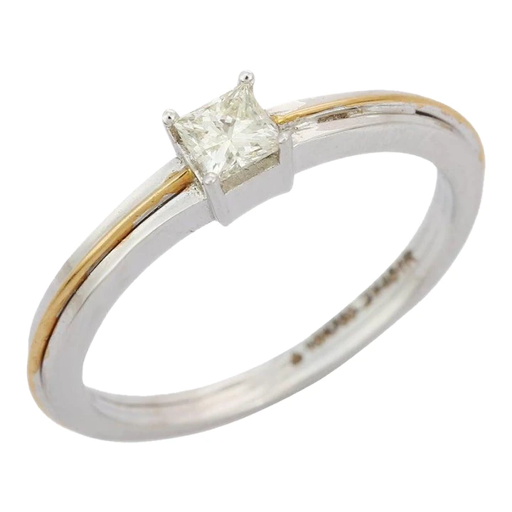 0.30 Ct Solitaire Diamond Unisex Engagement Ring In 18k White Gold Size 5.5