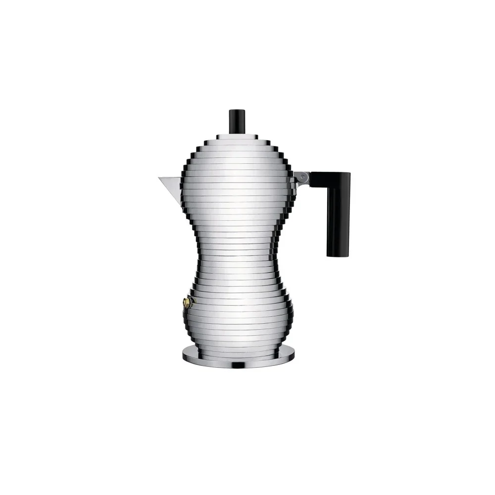Alessi Pulcina Stove Top Espresso Coffee Maker - 1-cup/silver/black