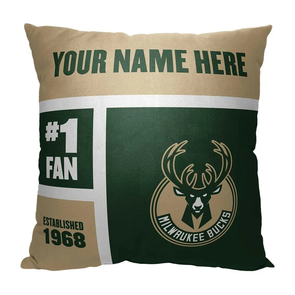 Nba Milwaukee Bucks Colorblock Personalized Throw Pillow 18x18 Inches
