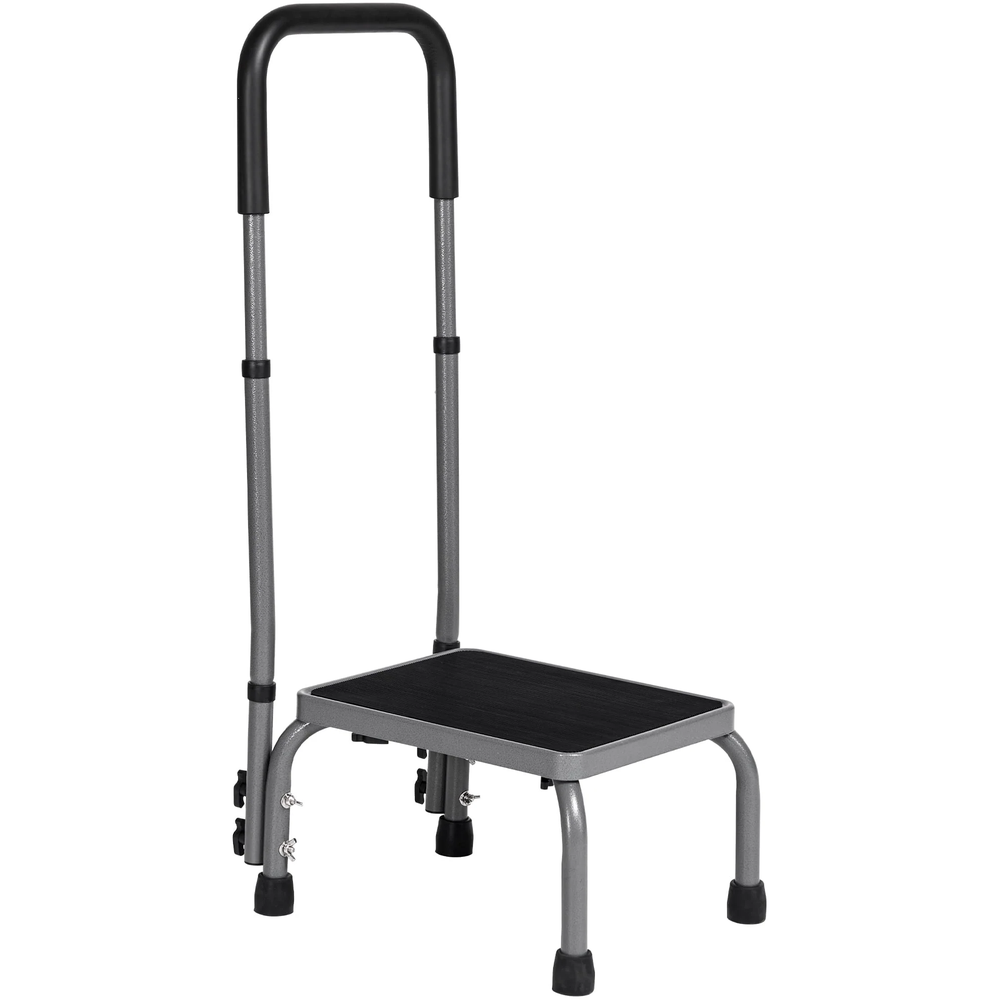 Naipo Medical Step Stool With Handle 7 Level Adjustable Height Non-slip Steel Rubber Platform Footstool For Seniors, 300 Lb. Weight Capacity