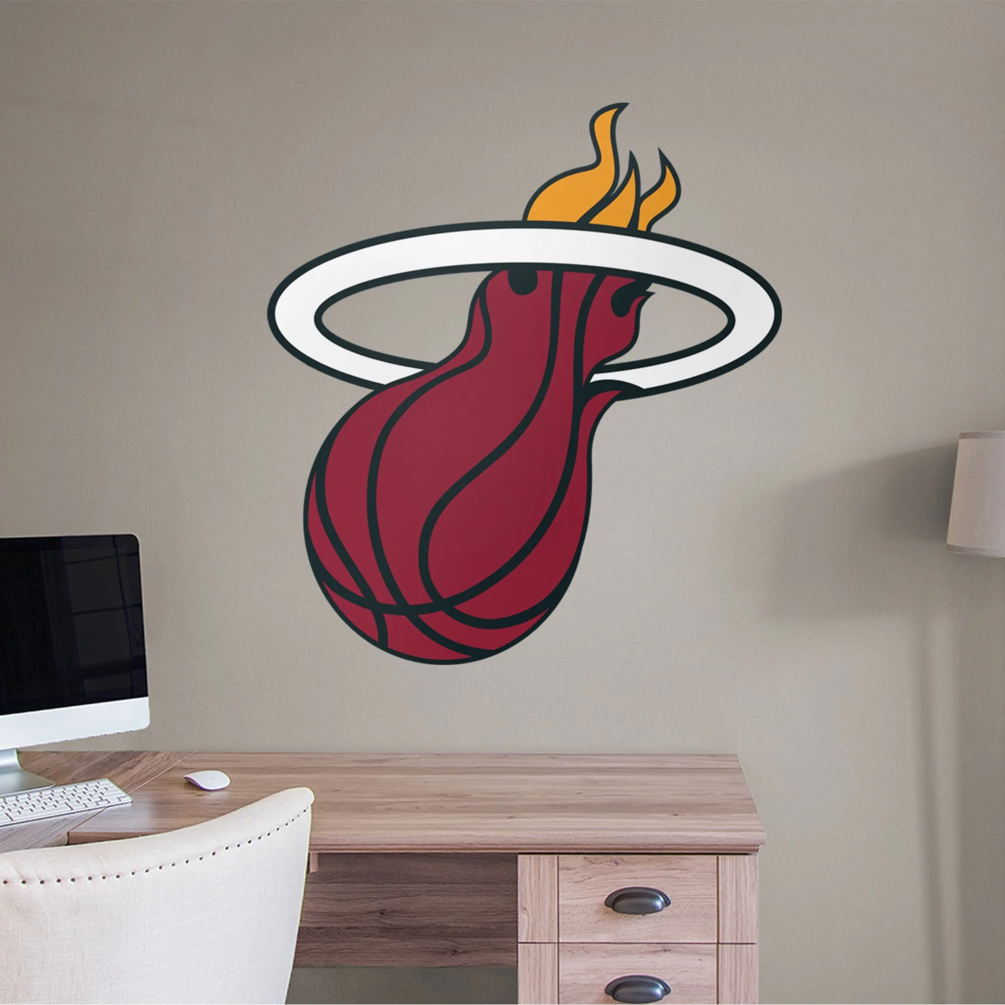 Miami Heat - Realbig Logo Collection - Official Nba - Reusable Vinyl Wall Decals - Large (38"w X 42"h)