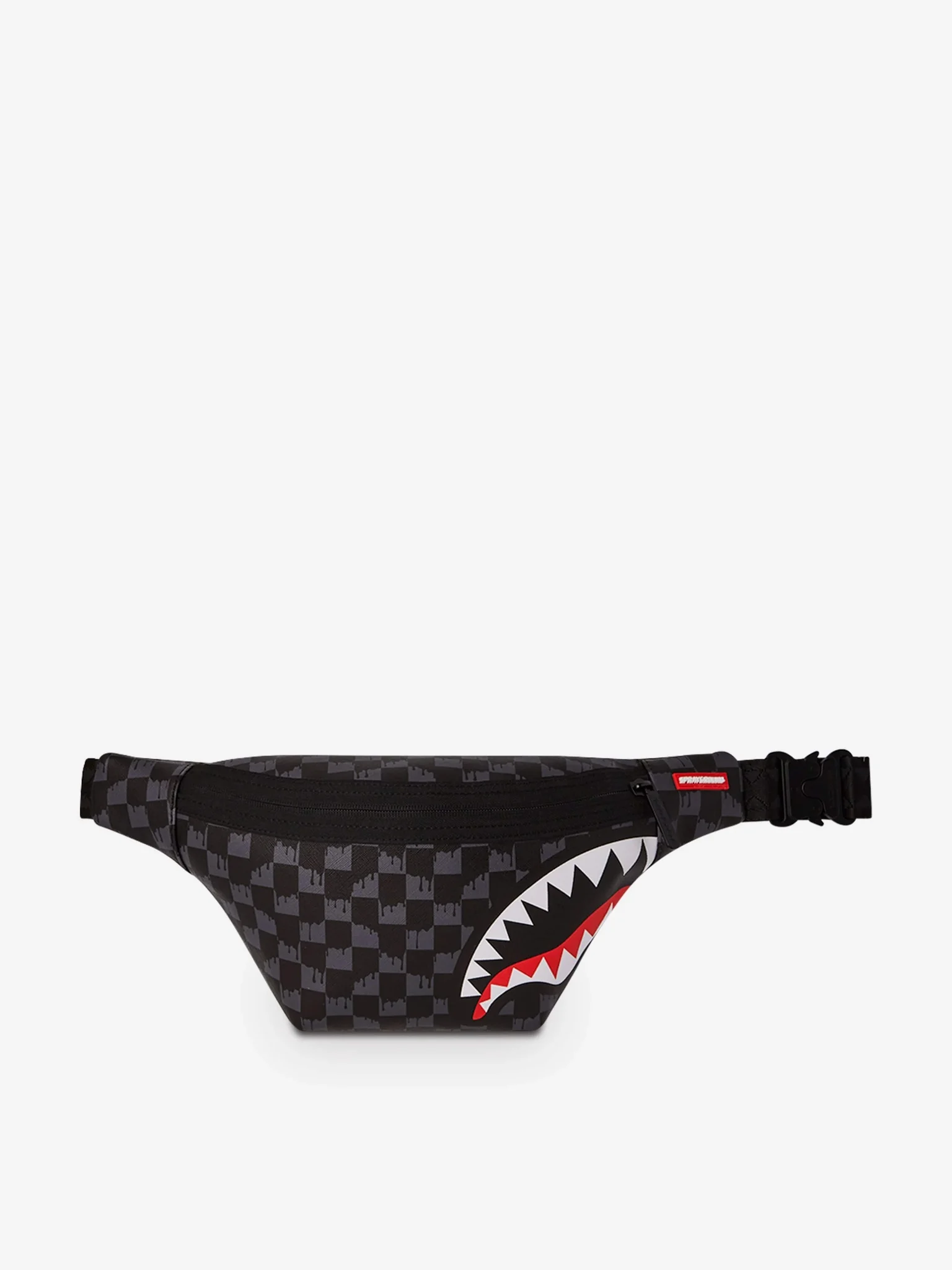 Sprayground Kids Drip Check Shark Belt Bag In Black (23cm)