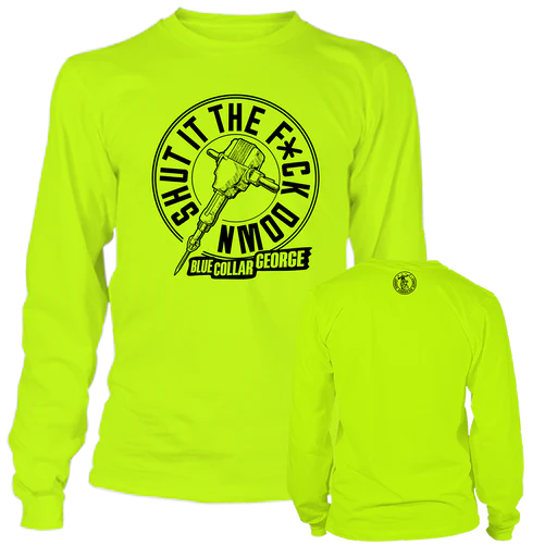 Blue Collar George Shut It - Long Sleeve Safety Hi-vis T-shirt - Safety Orange/2x
