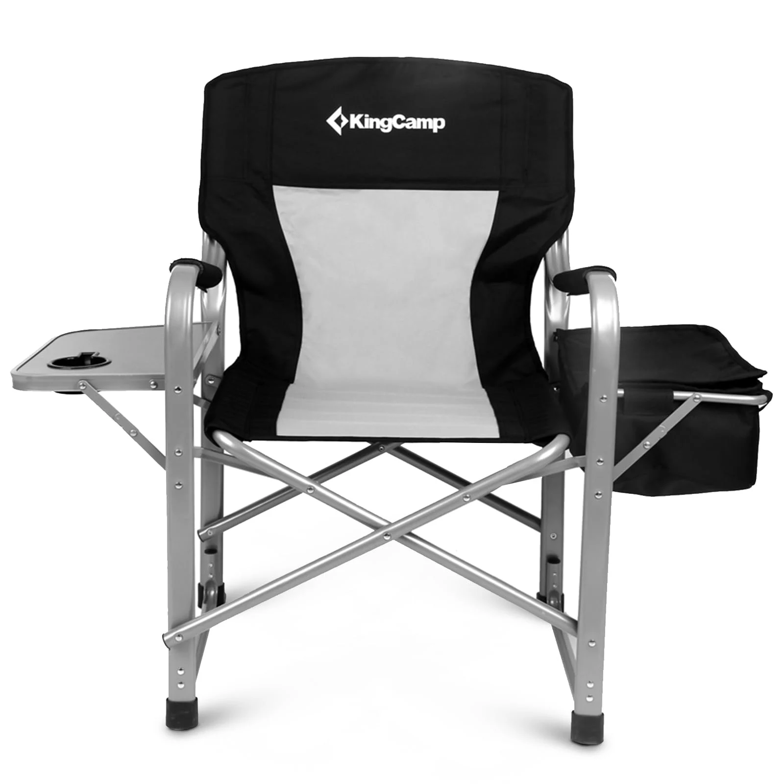 Kingcamp Camping Directors Chair With Cooler Bag And Side Table - Black