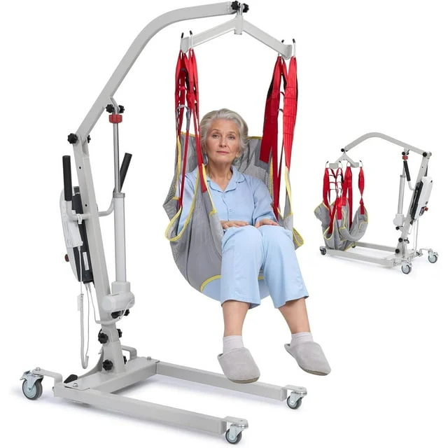Electric Transfer Patient Lift, Medical Body Transfer Lift W/sling For Seniors, Bed & Chair Use, 510lb Weight Capacity, White