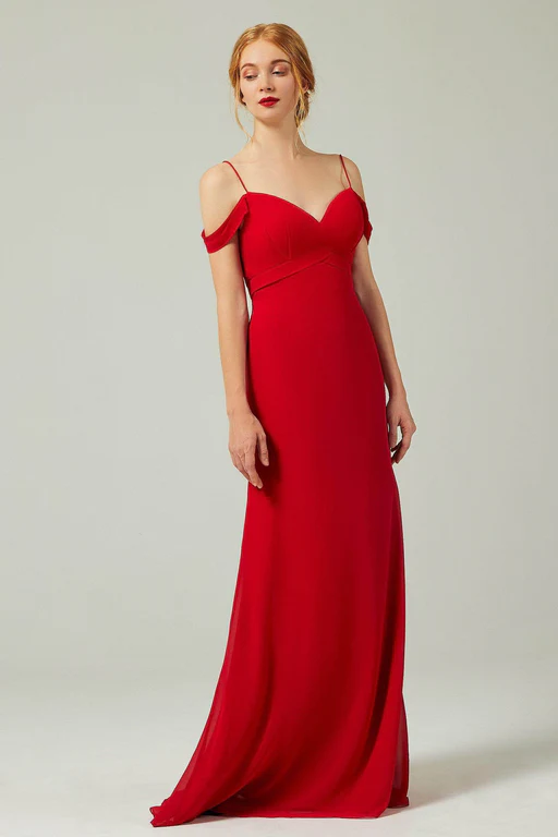 Sheath-column Floor Length Chiffon Bridesmaid Dress Formal Dresses Cb0343 - Dusty Rose