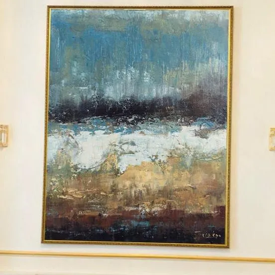 Pouring Rain - 114"x87" | 290x221 Cm/stretched + Gold Frame