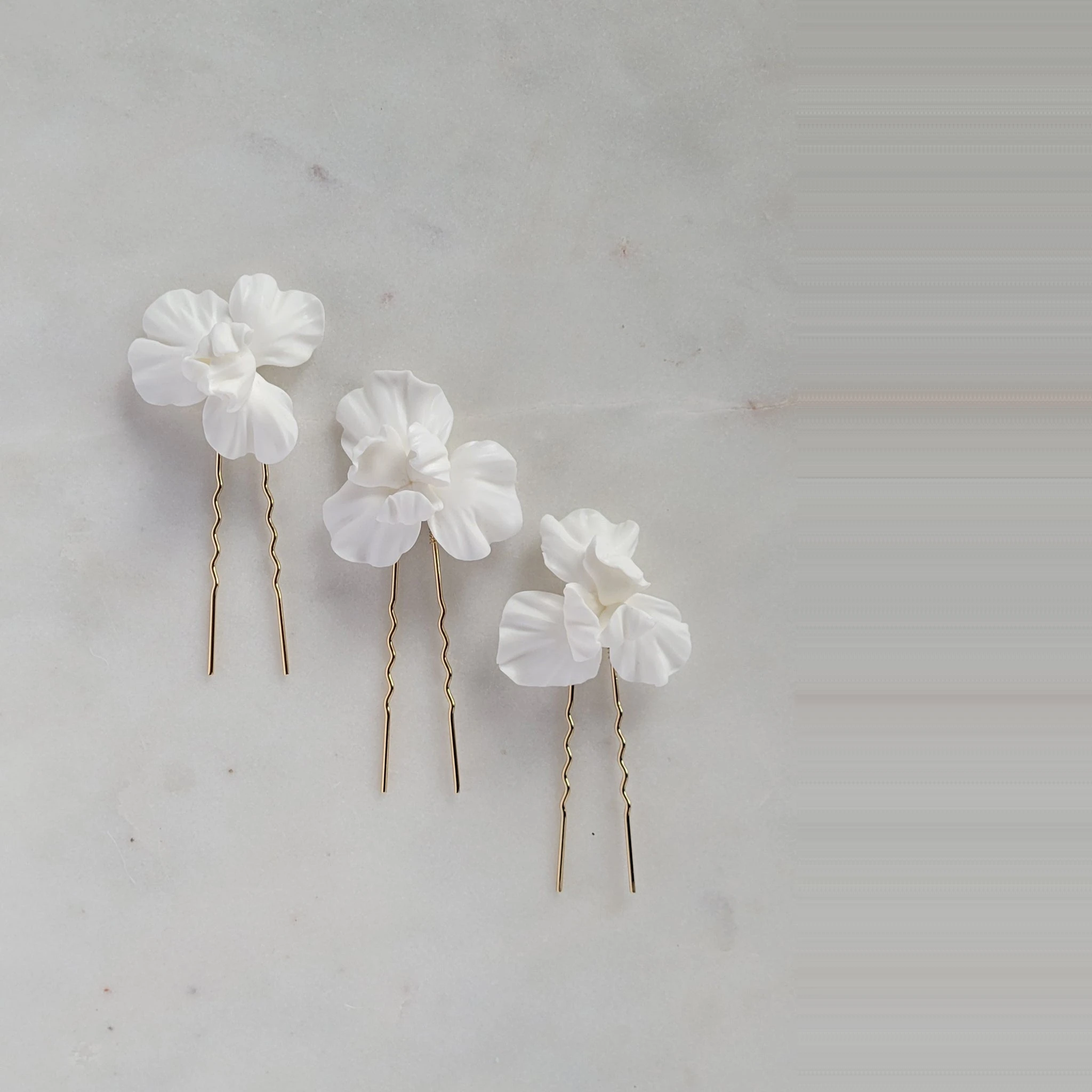 Abstract Matte Iris Flower Hair Pin Set Of 3