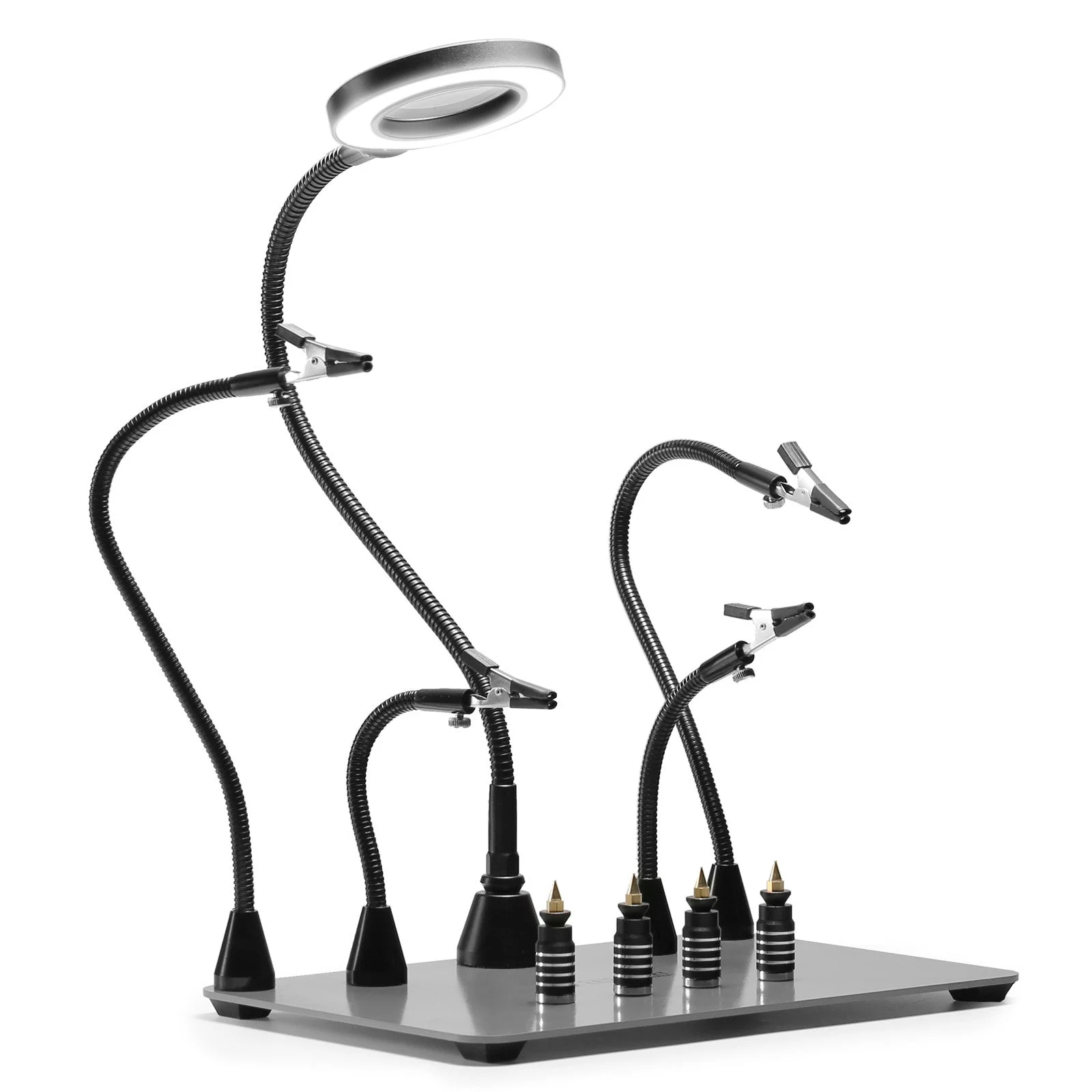 Magnetic Helping Hands Soldering Station With Led Magnifying Lamp
