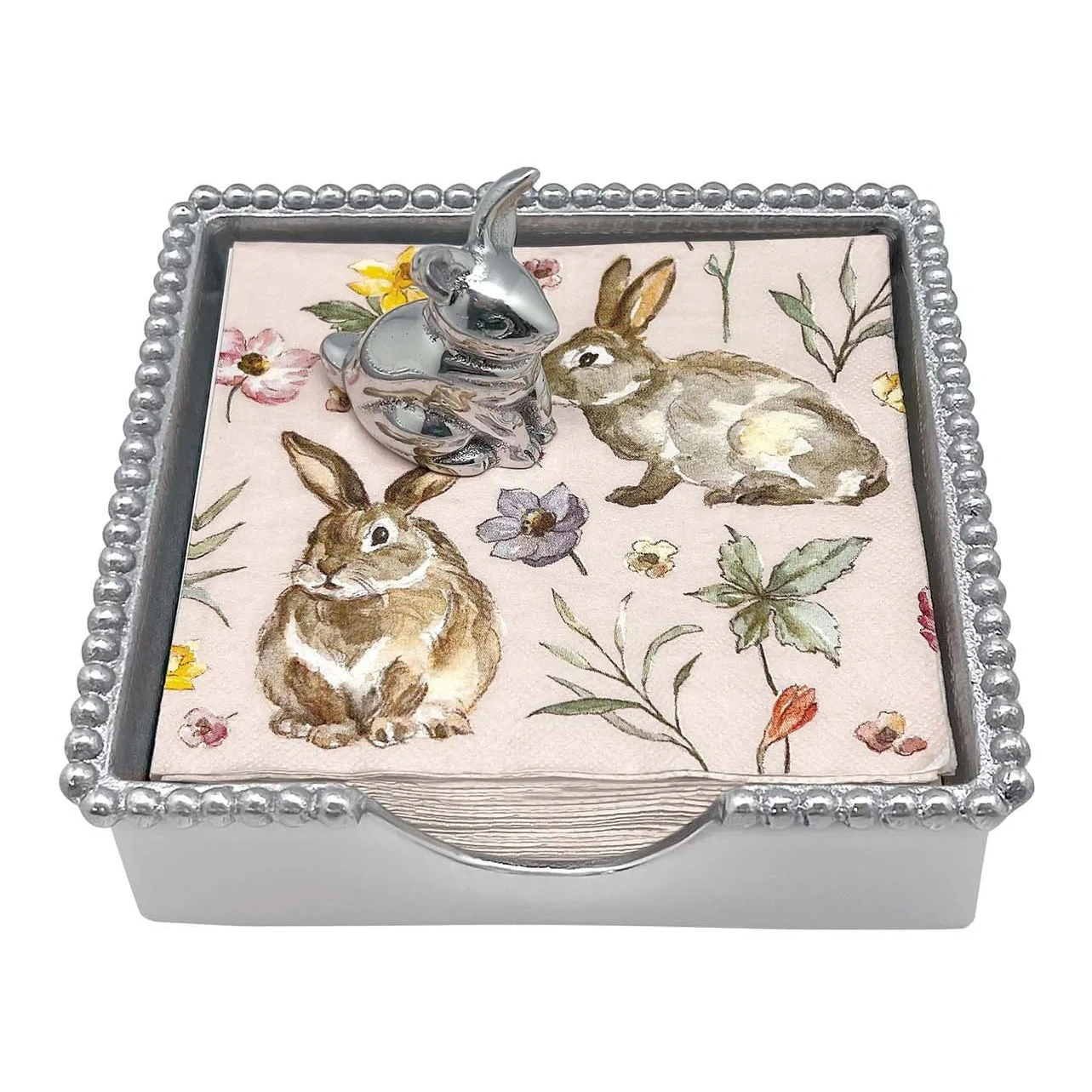 Standing Bunny Beaded Napkin Box Set