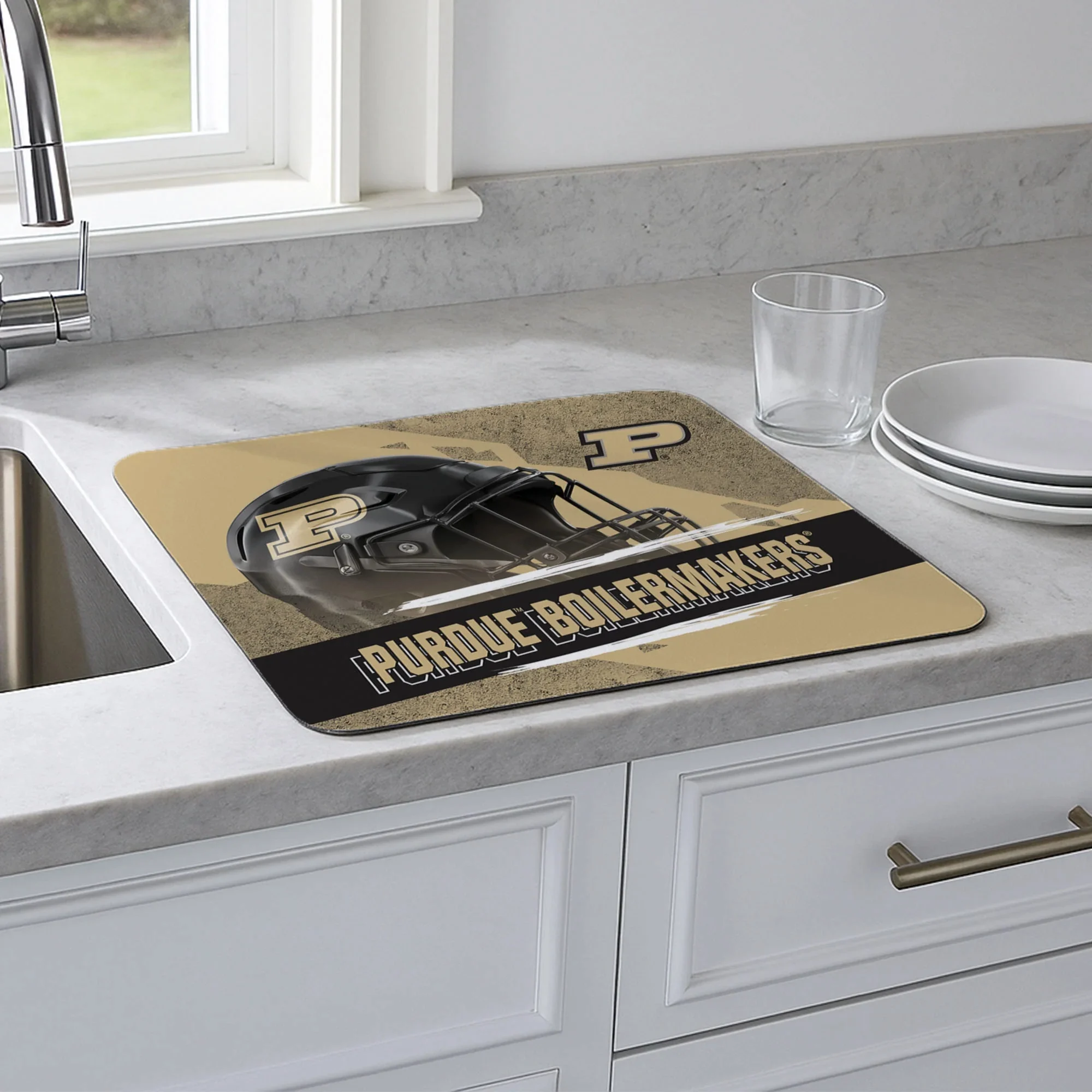 Purdue Boilermakers Ncaa Concrete Dish Drying Pad 15x20 Inches