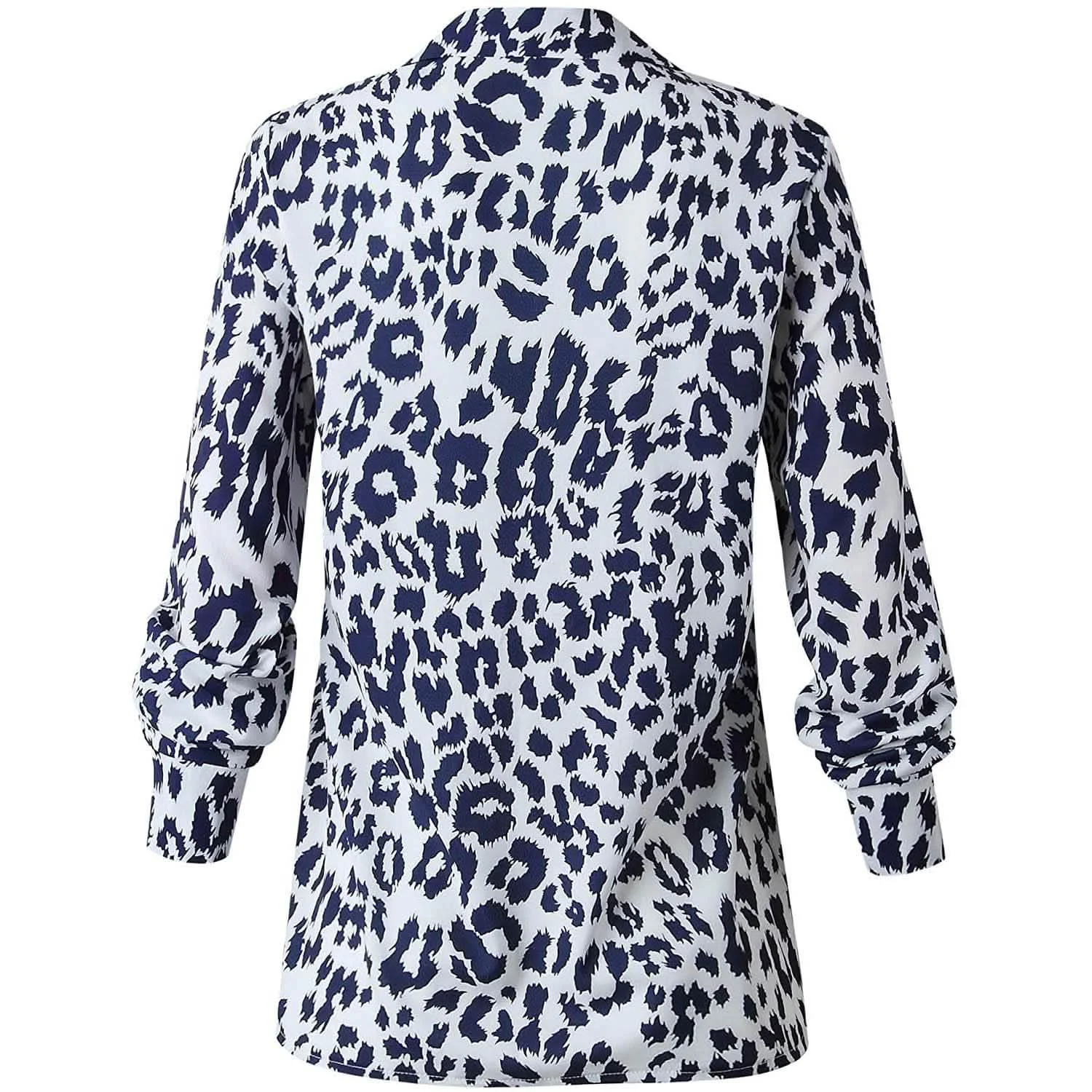 Womens Casual Tops V Neck Leopard Tunic Long Sleeve Button Down Shirts Top - Type 3
