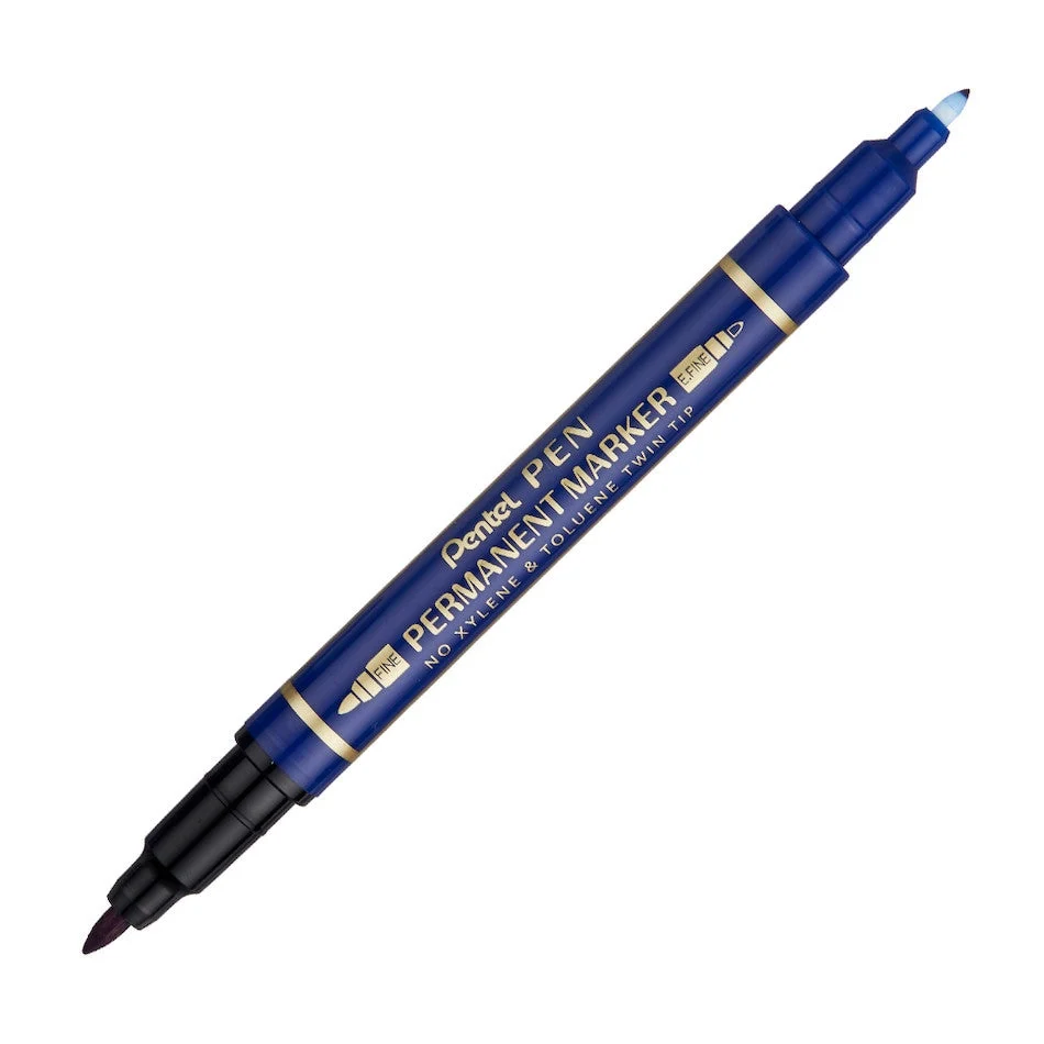 Pentel Twin-tipped Permanent Marker Pen N75w - Black/pack Of 12
