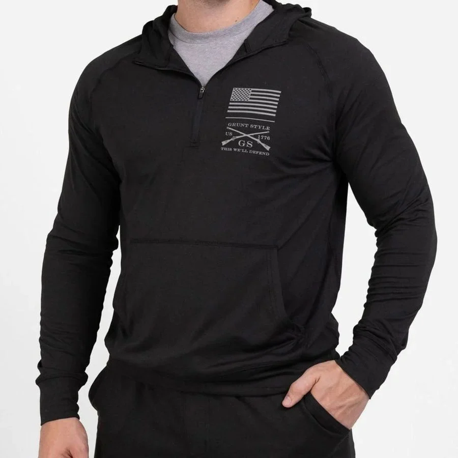 Men's All-day 1/4 Zip Hoodie - Heather Black