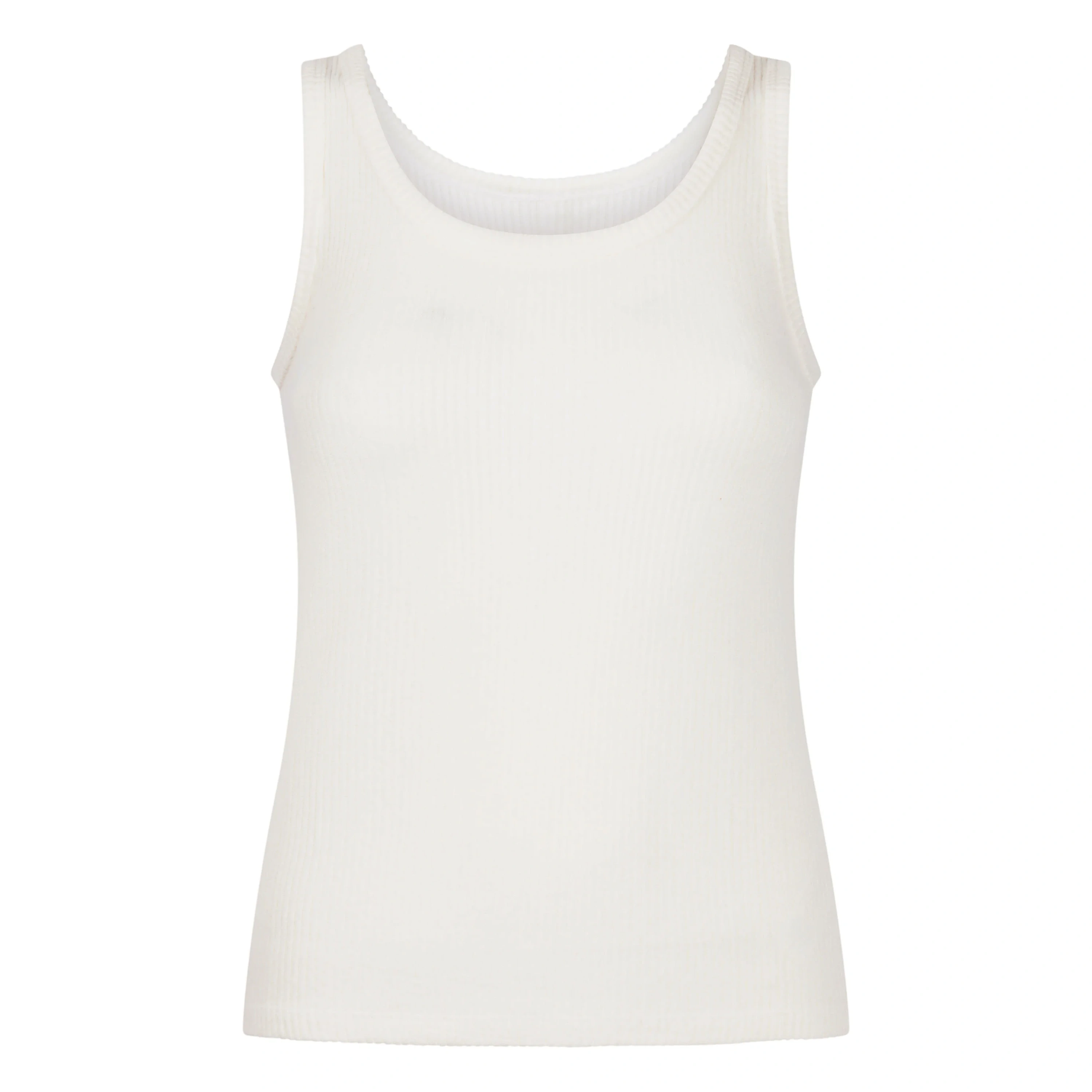 Singlet Aus Gebürstetem Jersey-rippstrick - Weiß