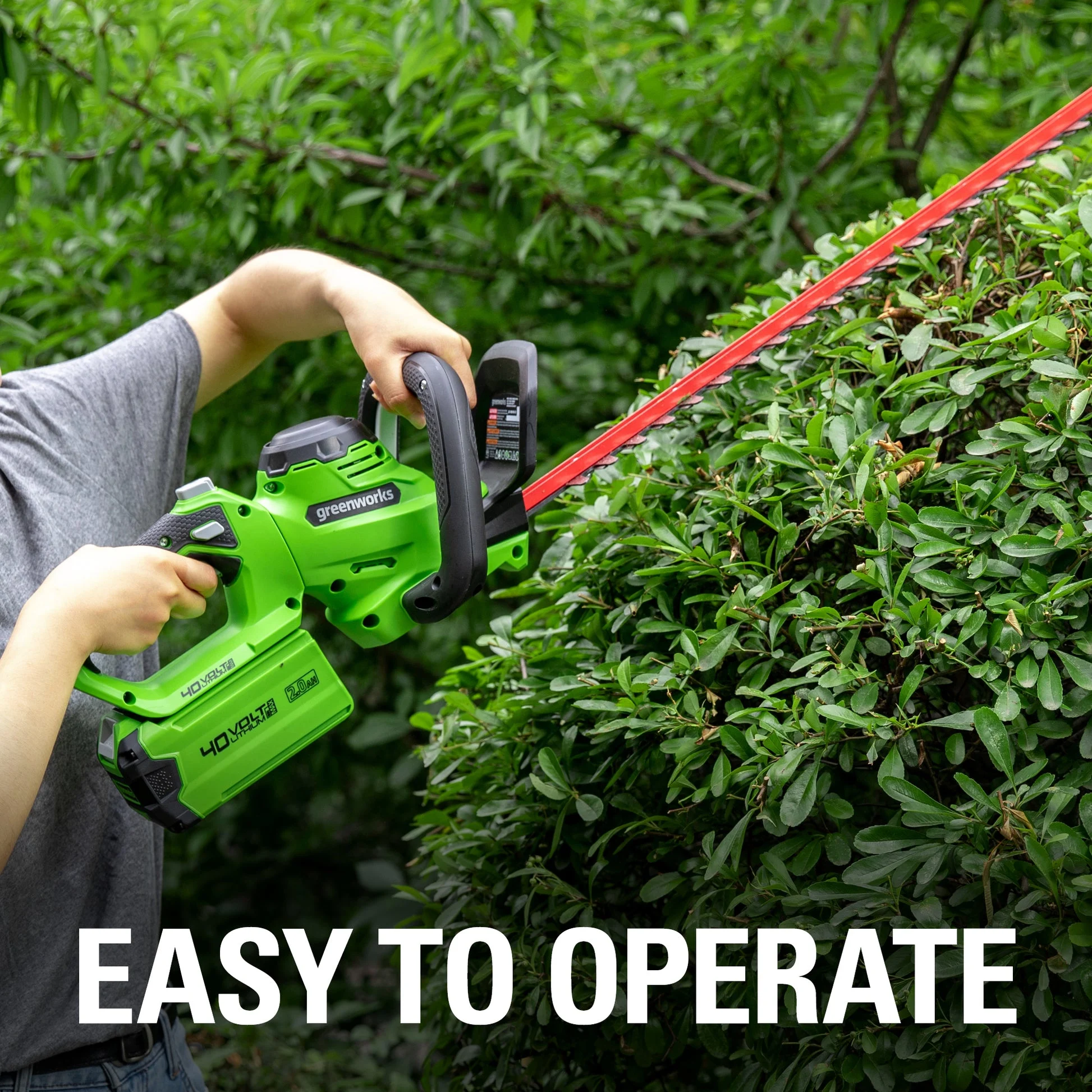 40v 24" Cordless Battery Hedge Trimmer W/ 2.0 Ah Usb Battery & Charger