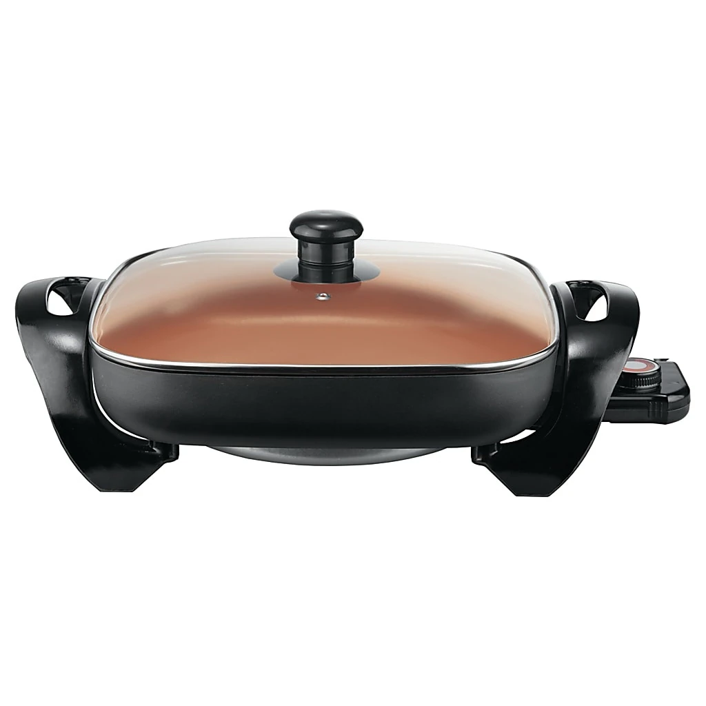 Brentwood Electric Skillet, 7"h X 12-1/4"w X 18"d, Copper