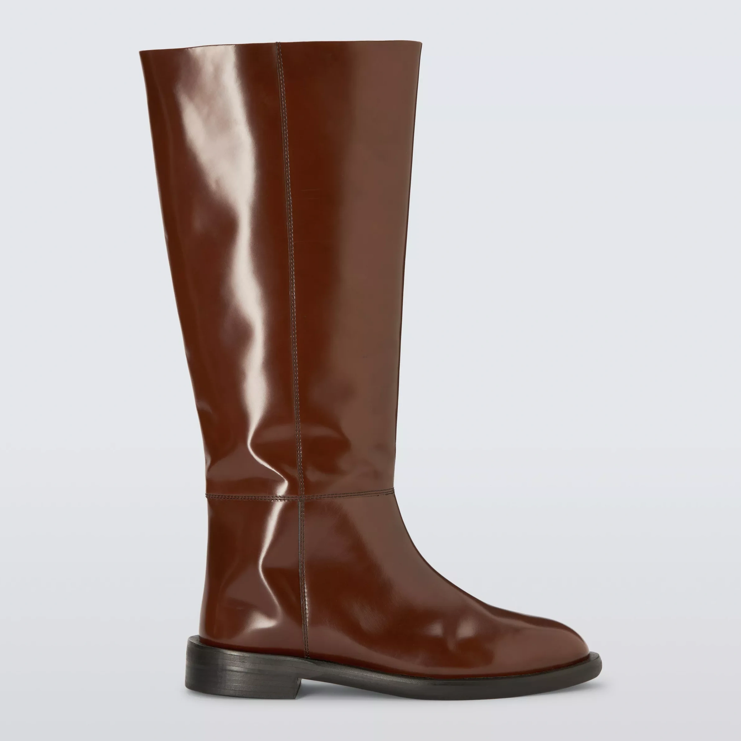 John Lewis X Rejina Pyo Knee Length Leather Blend Riding Boots, Whiskey Brown, 5